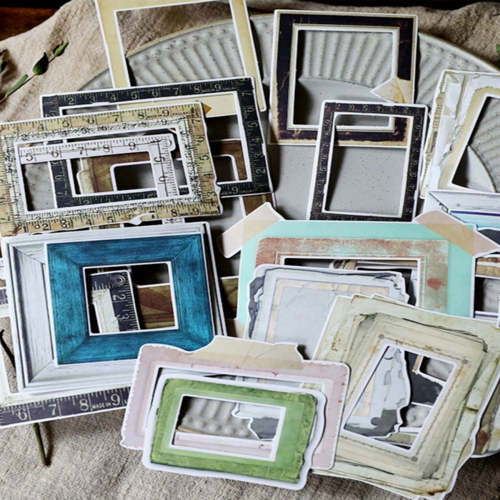 Junkjournal Retro Frame Stickers Pack 35 pieces image 3