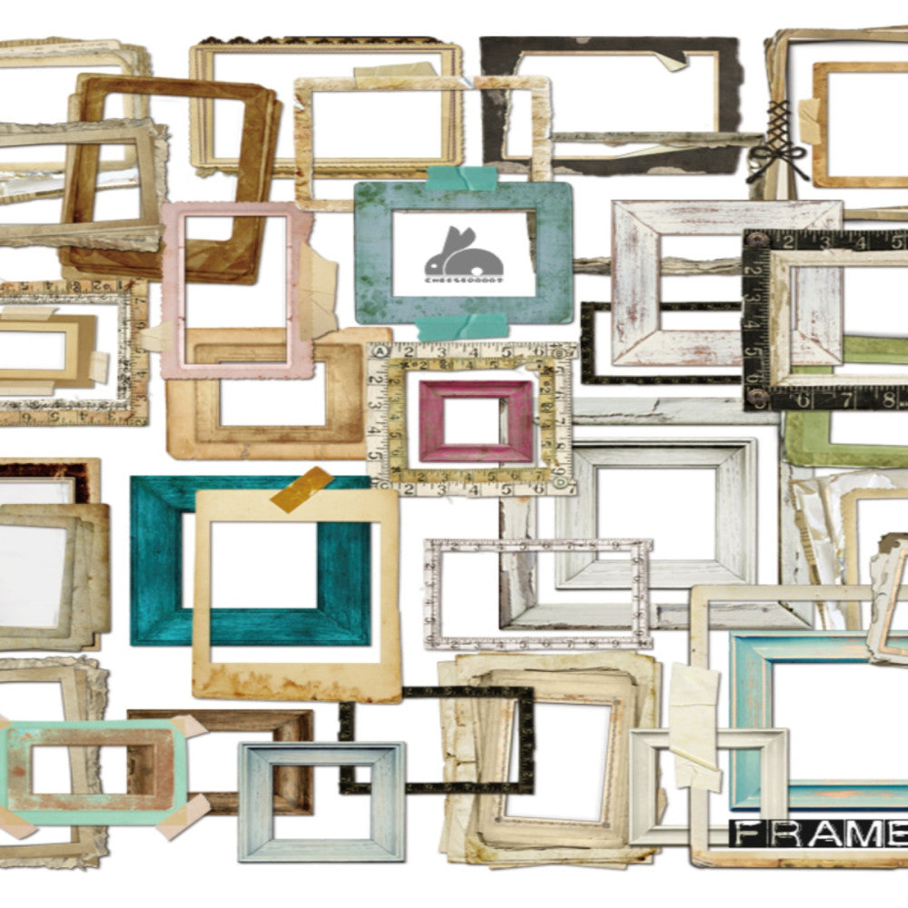 Junkjournal Retro Frame Stickers Pack 35 pieces image 5