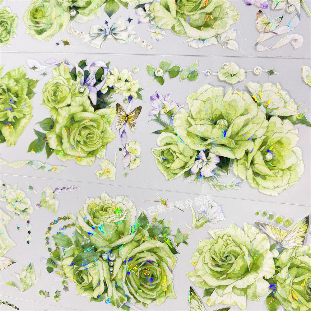 Green Rose Butterfly Ancient Style PET Tape 6cm 1m image 3