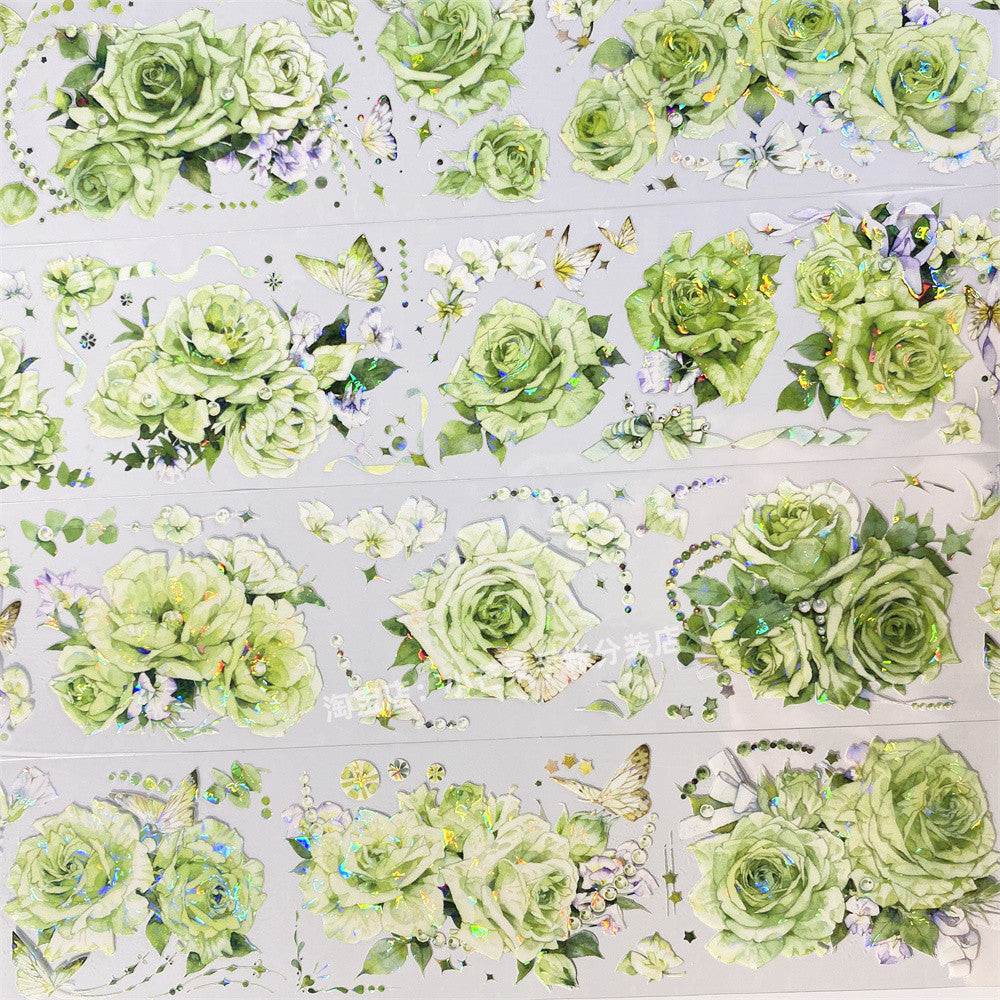 Green Rose Butterfly Ancient Style PET Tape 6cm 1m image 4