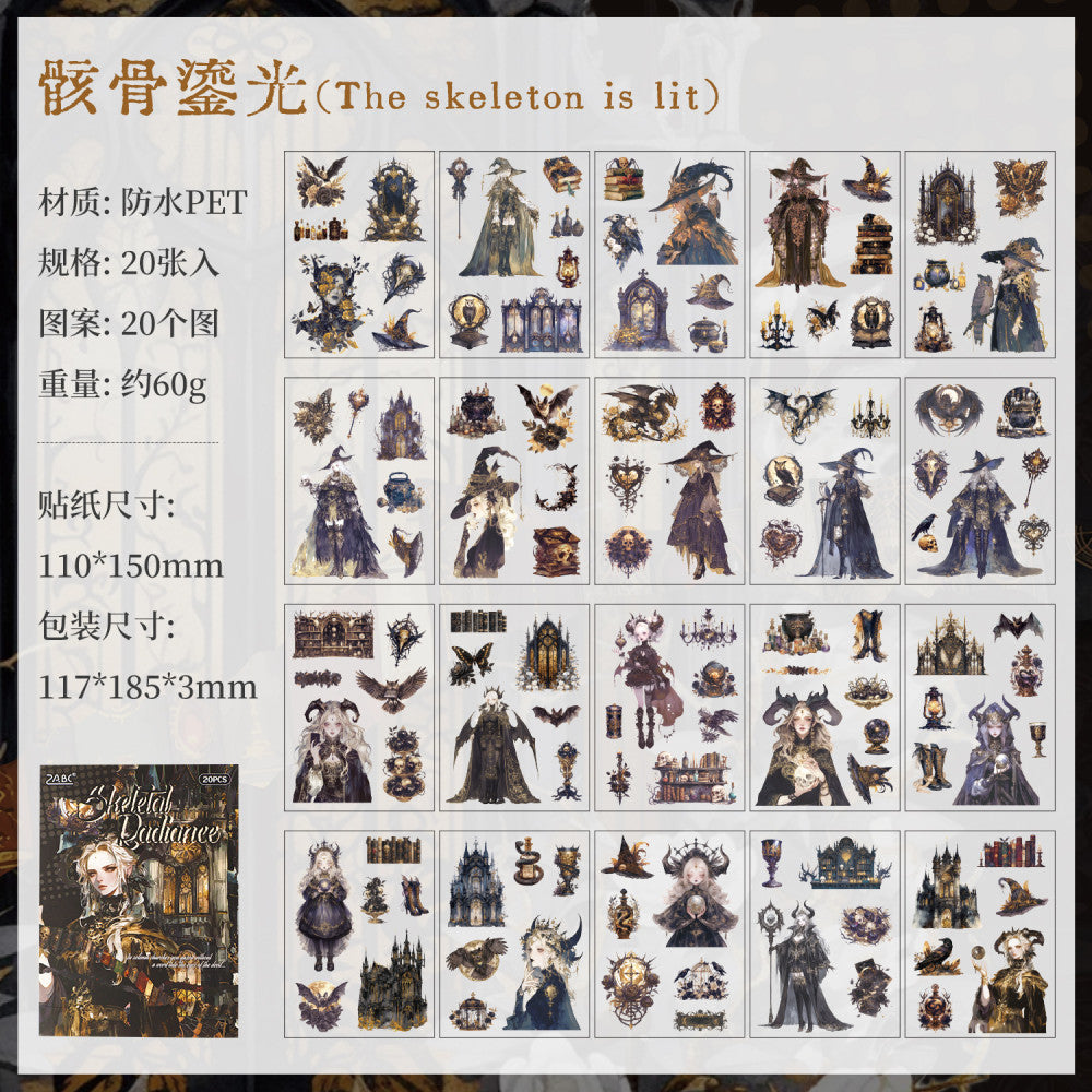 Dark Night Gothic Series Sticker Book 4 Types 20 Sheets
