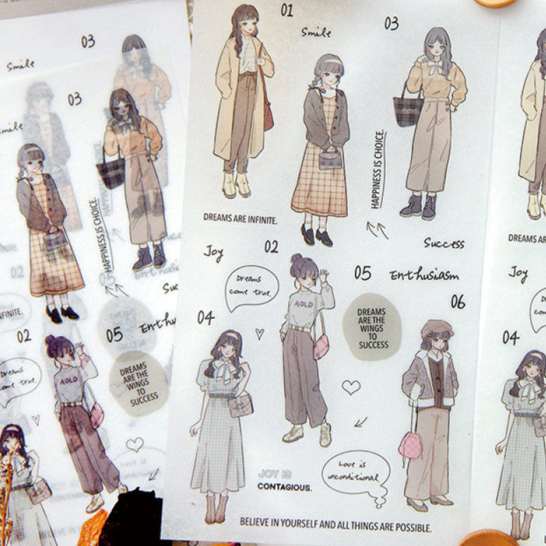 Spring Overture Series Fresh Character PET Stickers 6 Types 2 Sheets image 1
