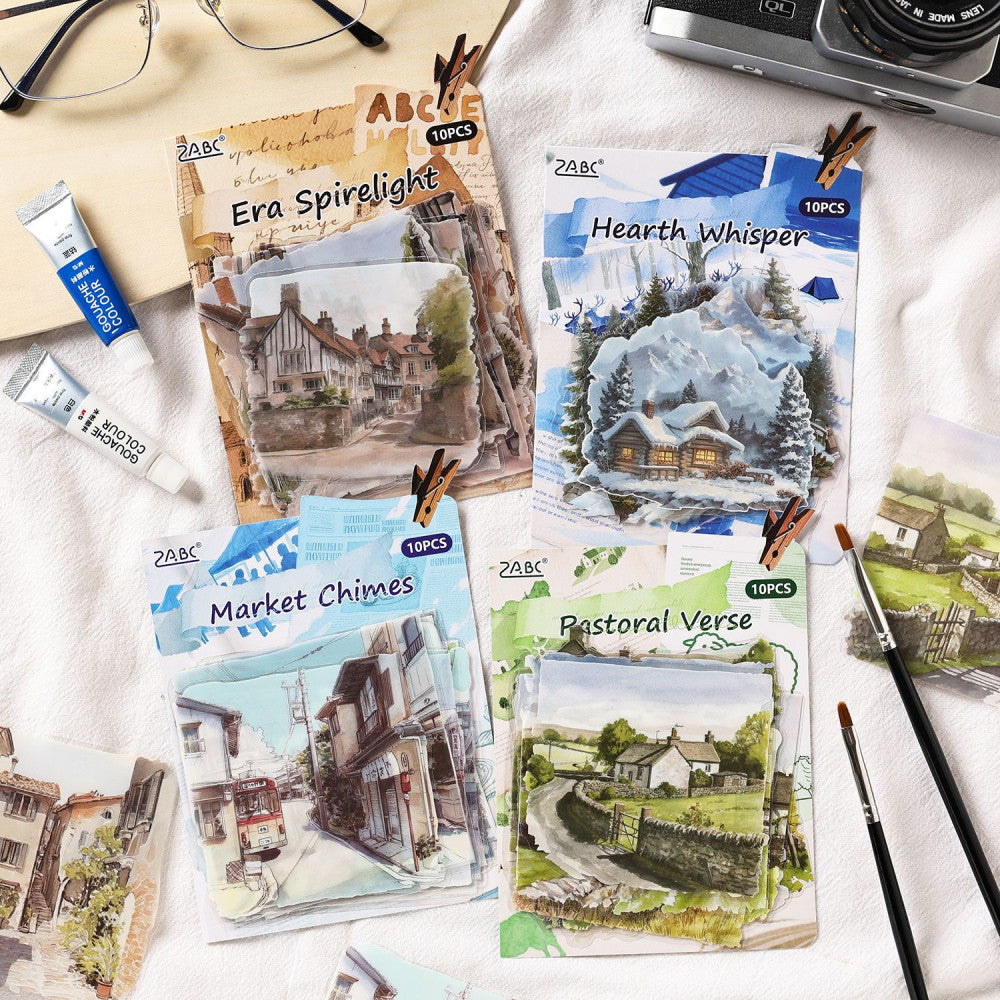European material landscape series PET Stickers 4 Types 10 Pcs image 2