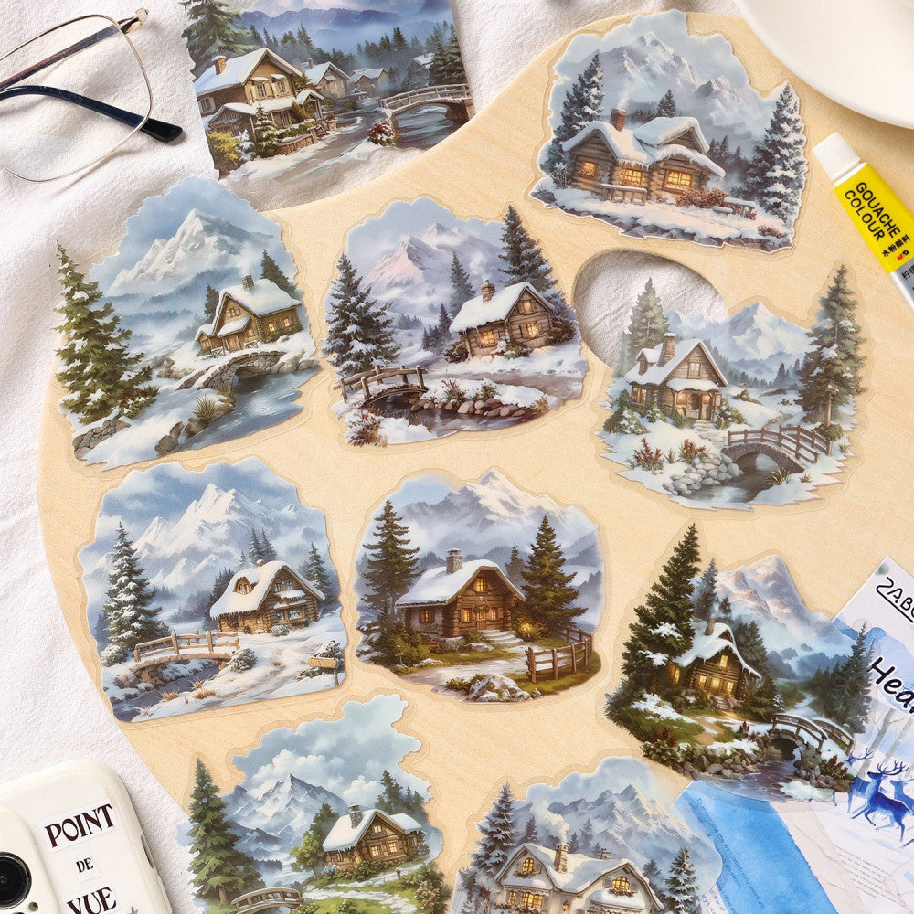 European material landscape series PET Stickers 4 Types 10 Pcs image 3