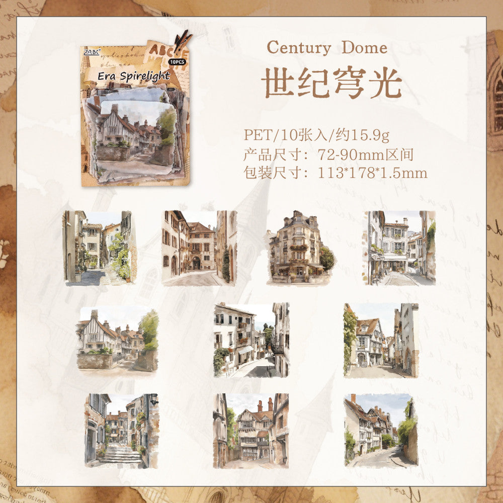 European material landscape series PET Stickers 4 Types 10 Pcs