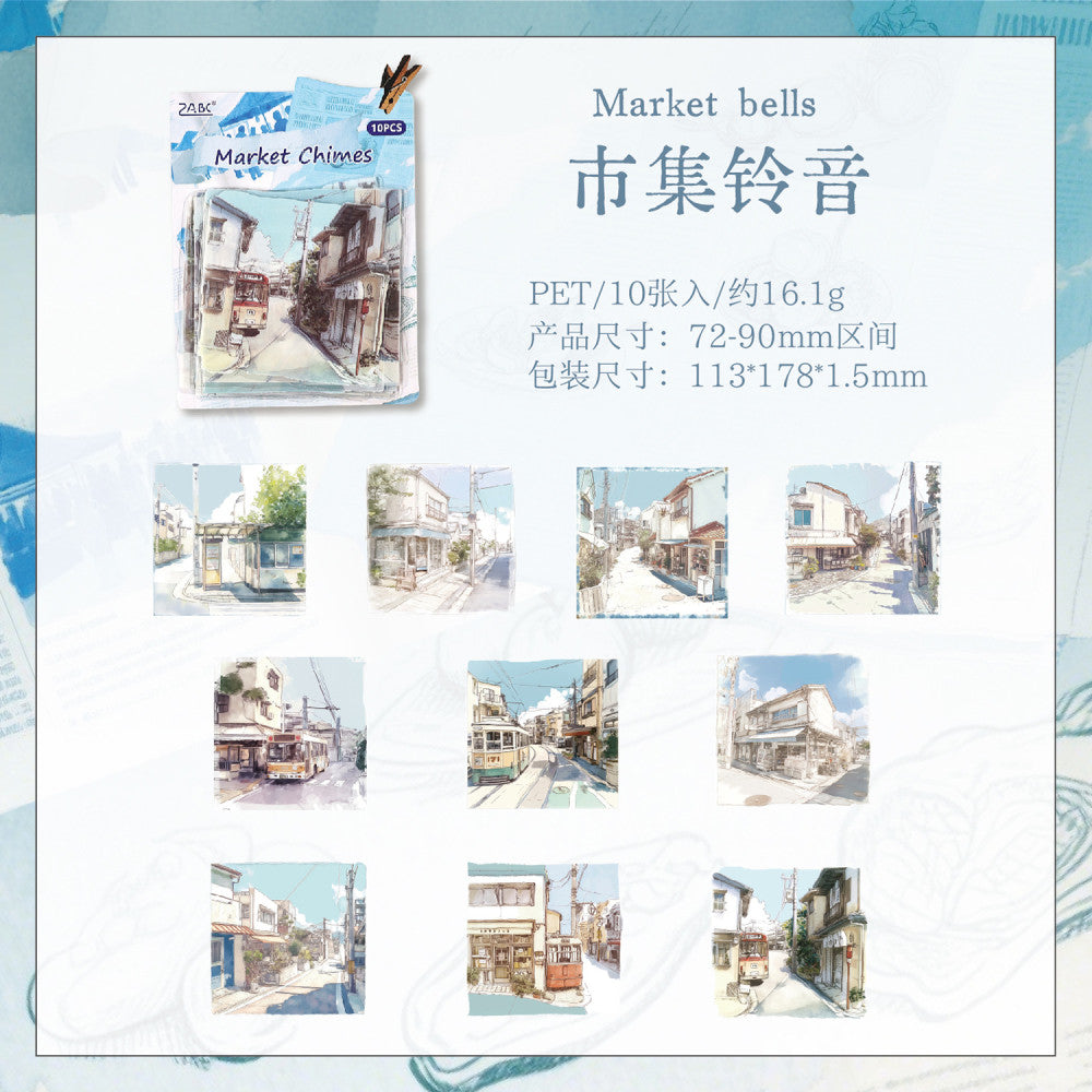 European material landscape series PET Stickers 4 Types 10 Pcs image 8