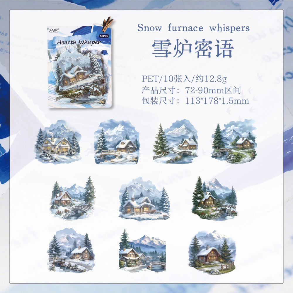 European material landscape series PET Stickers 4 Types 10 Pcs