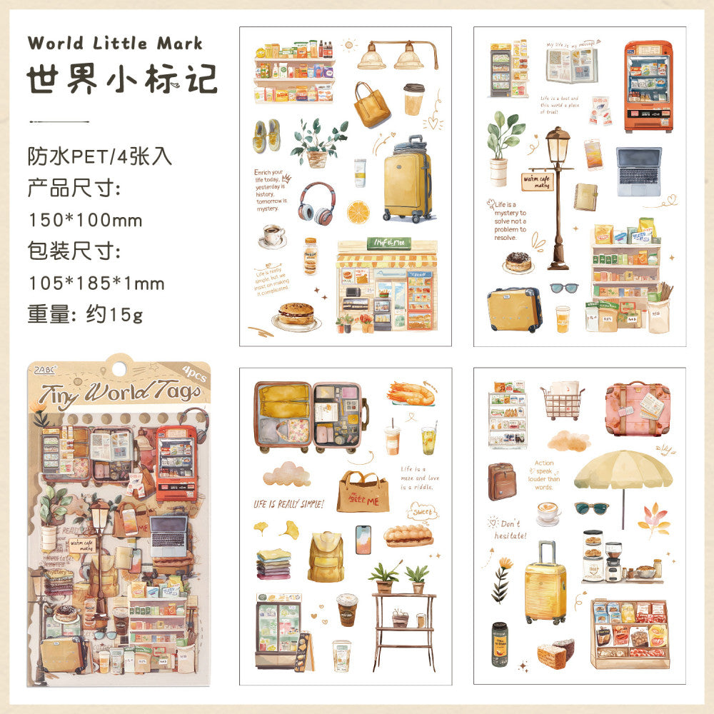 Travel Happiness Series Warm and Healing PET Stickers 4 Sheets 4 Types image 5