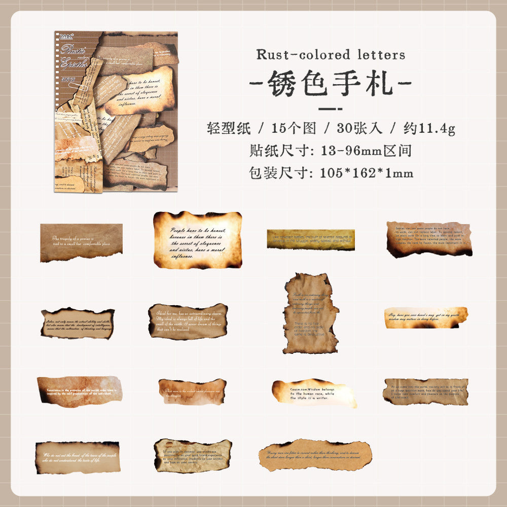 Memory letter series 30 retro light paper stickers 30 Pcs image 6
