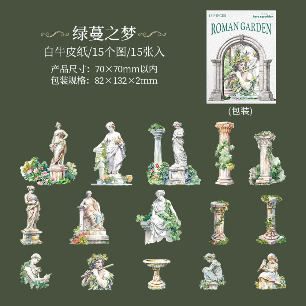 Roman Garden Statue Landscaping Paper Stickers 6 Styles image 8