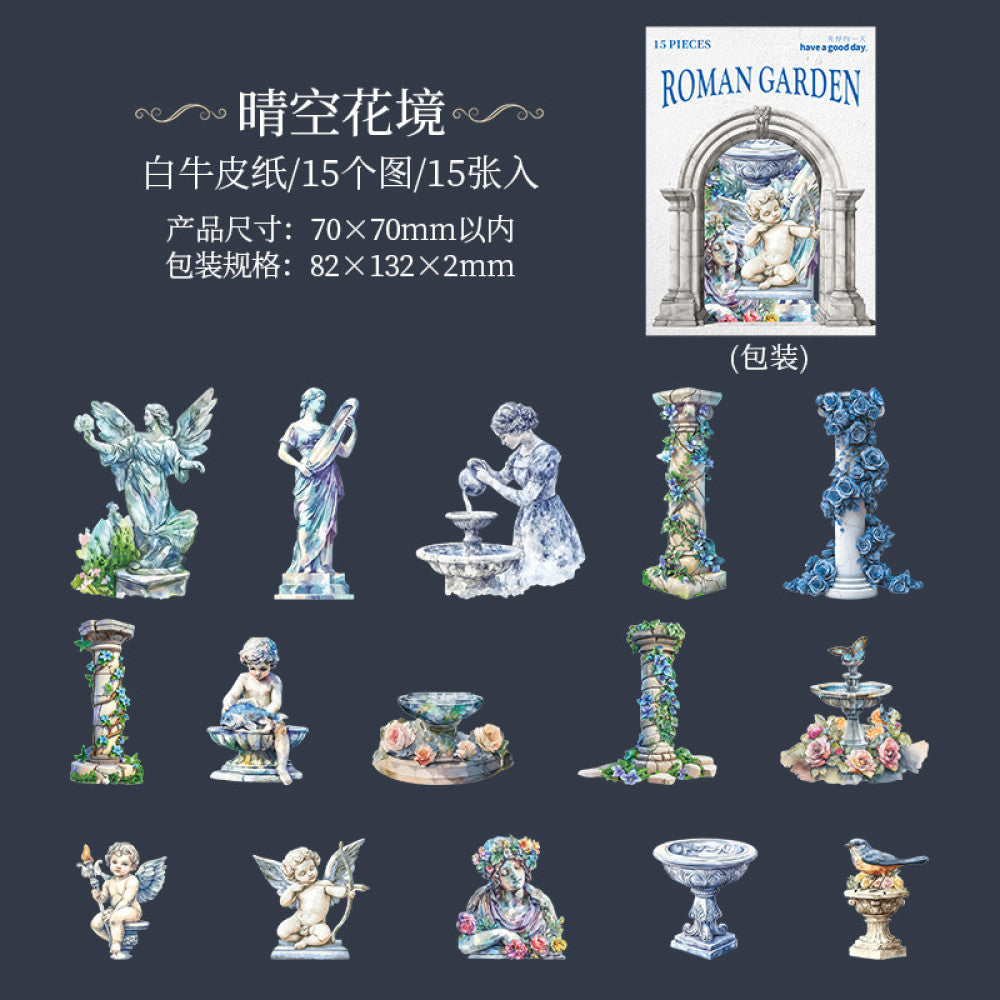 Roman Garden Statue Landscaping Paper Stickers 6 Styles image 9