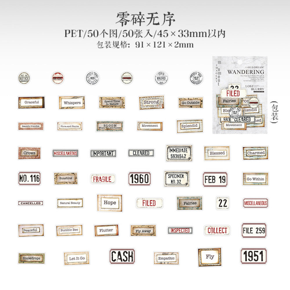 Retro Collage Material PET Stickers 6 Styles 50 Sheets image 7