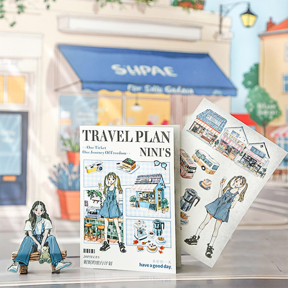 Nini s Travel Plan Series Original Scenery Sticker Book 20 Sheets 4 Styles image 0