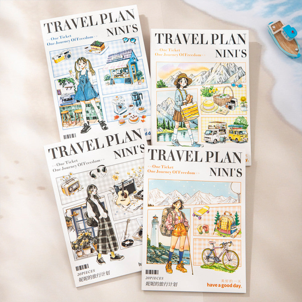 Nini s Travel Plan Series Original Scenery Sticker Book 20 Sheets 4 Styles image 2