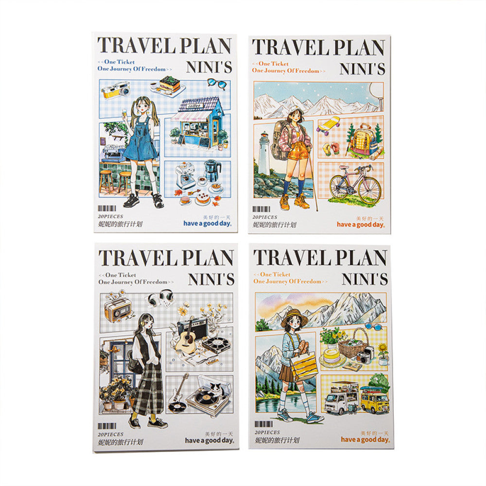 Nini s Travel Plan Series Original Scenery Sticker Book 20 Sheets 4 Styles image 4