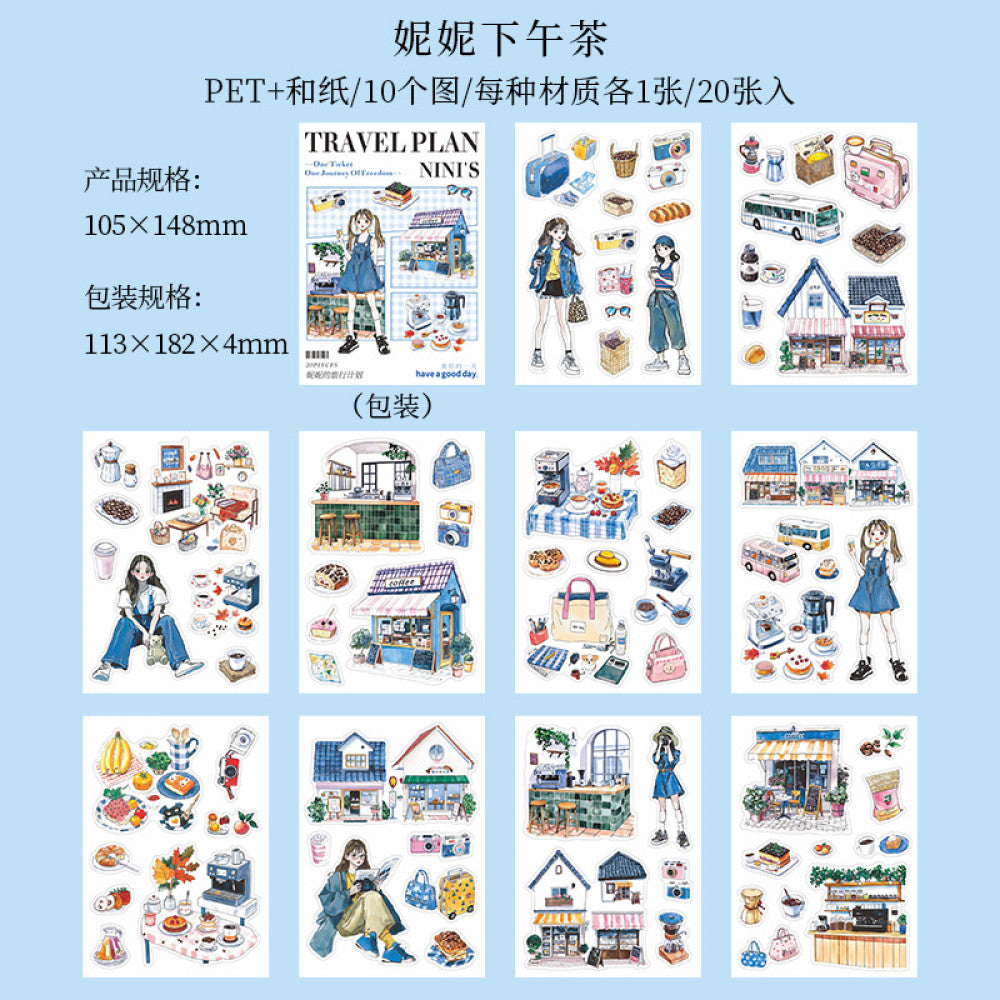 Nini s Travel Plan Series Original Scenery Sticker Book 20 Sheets 4 Styles image 6