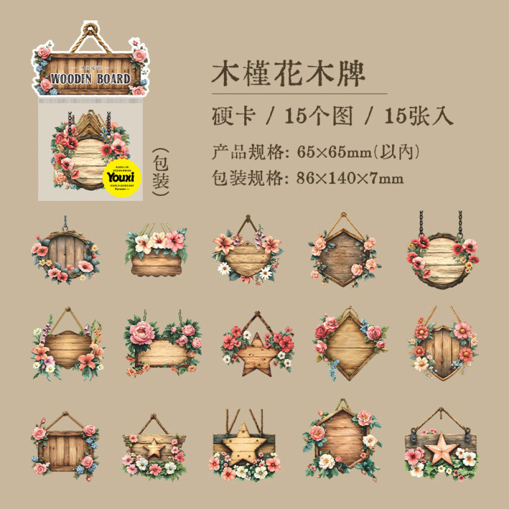 Wood Flower Language Series Garden Hard Card Sticker 15 Sheets into 6 Styles image 5