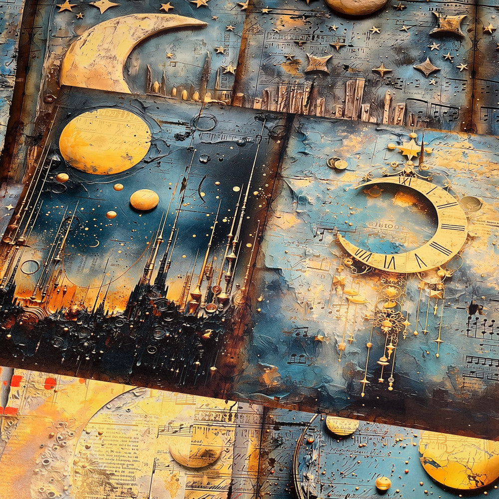 Space Stars and Moon Background Paper 13 cm 18cm 6 Sheets image 3