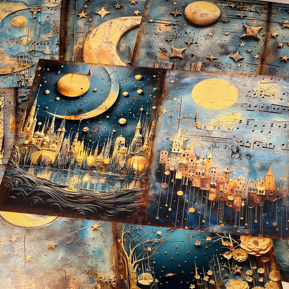 Space Stars and Moon Background Paper 13 cm 18cm 6 Sheets image 4