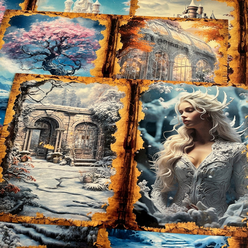 Retro Ice and Snow Castle Queen Material paper 14cm 18 cm 10 Sheets image 2
