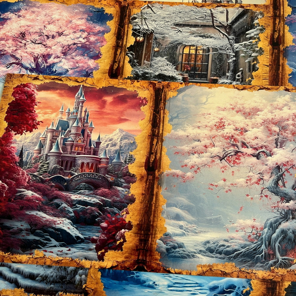 Retro Ice and Snow Castle Queen Material paper 14cm 18 cm 10 Sheets image 3