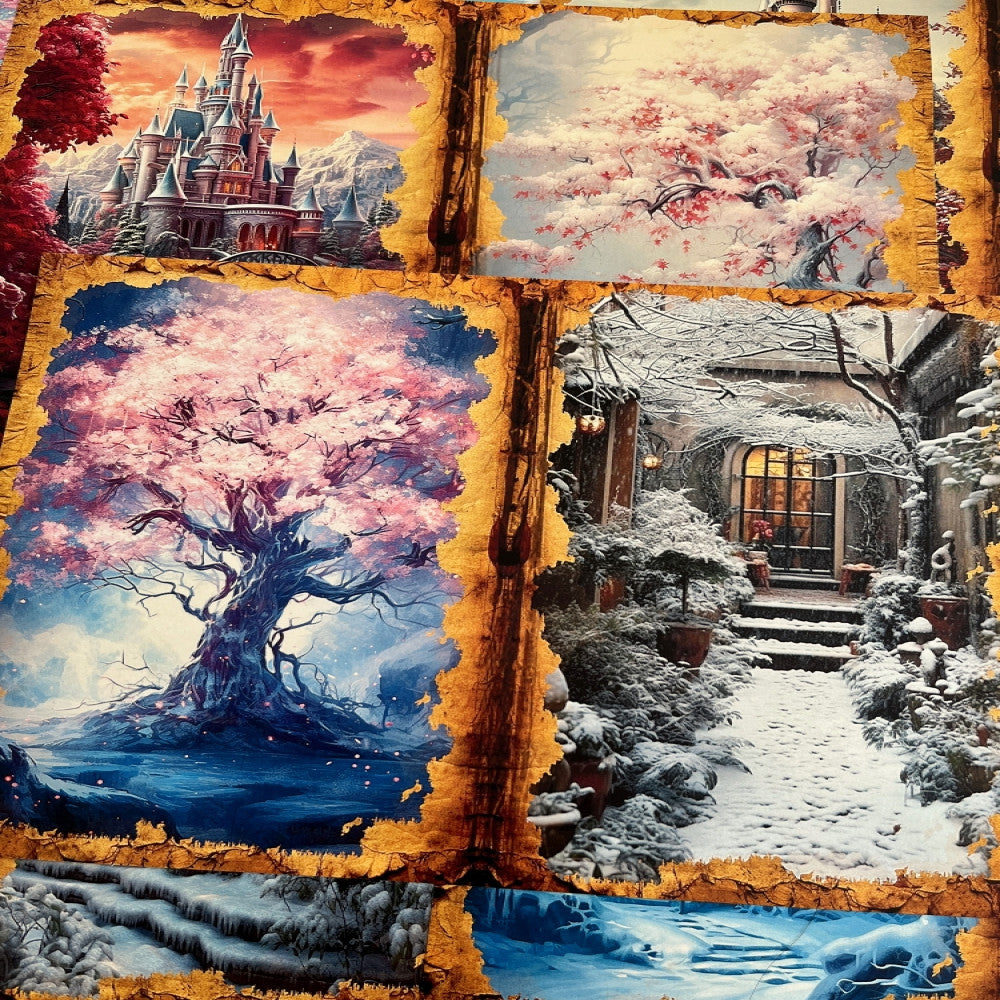 Retro Ice and Snow Castle Queen Material paper 14cm 18 cm 10 Sheets image 4