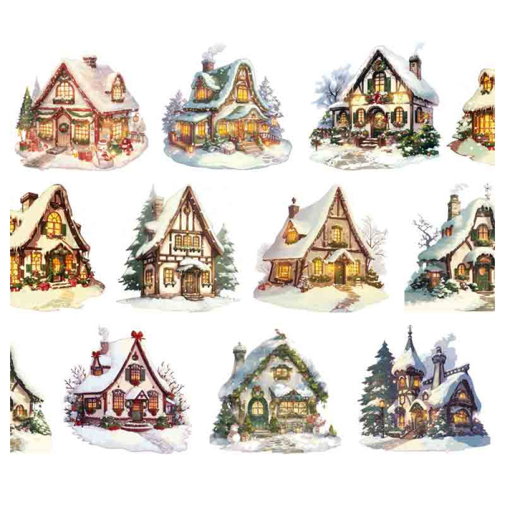 Homemade Christmas Winter Small House Landscape PET Tape 9cm x 100 cm