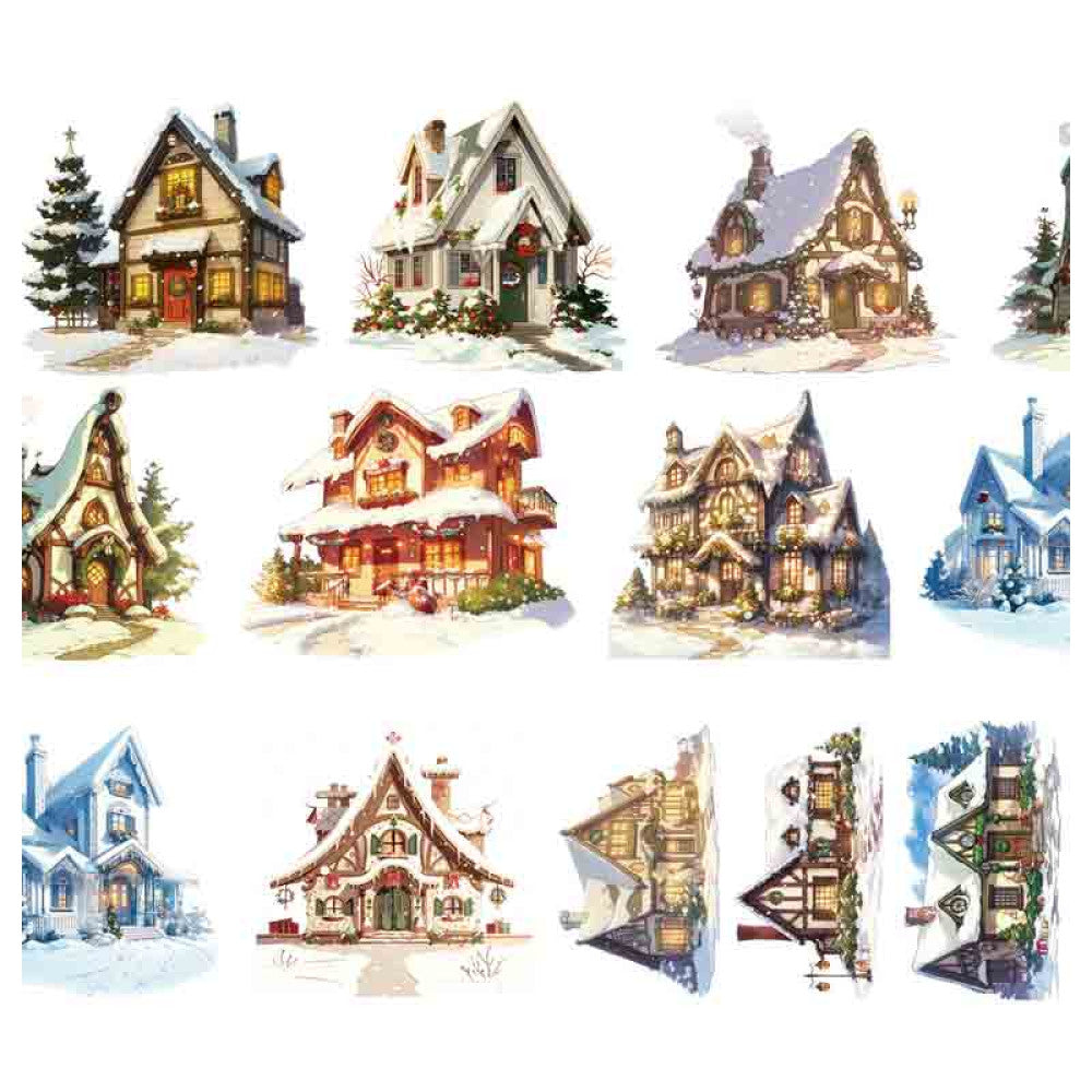 Homemade Christmas Winter Small House Landscape PET Tape 9cm x 100 cm