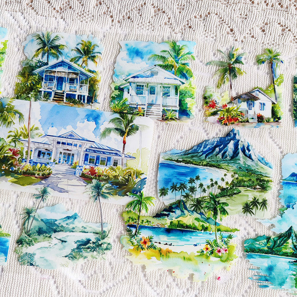 Cute homemade Hawaiian summer landscape PET tape 9cm 100 cm image 2