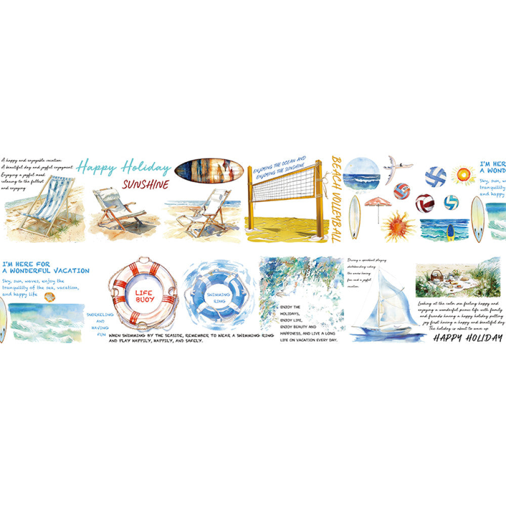 Cute homemade Hawaiian summer landscape PET tape 9cm / 100 cm
