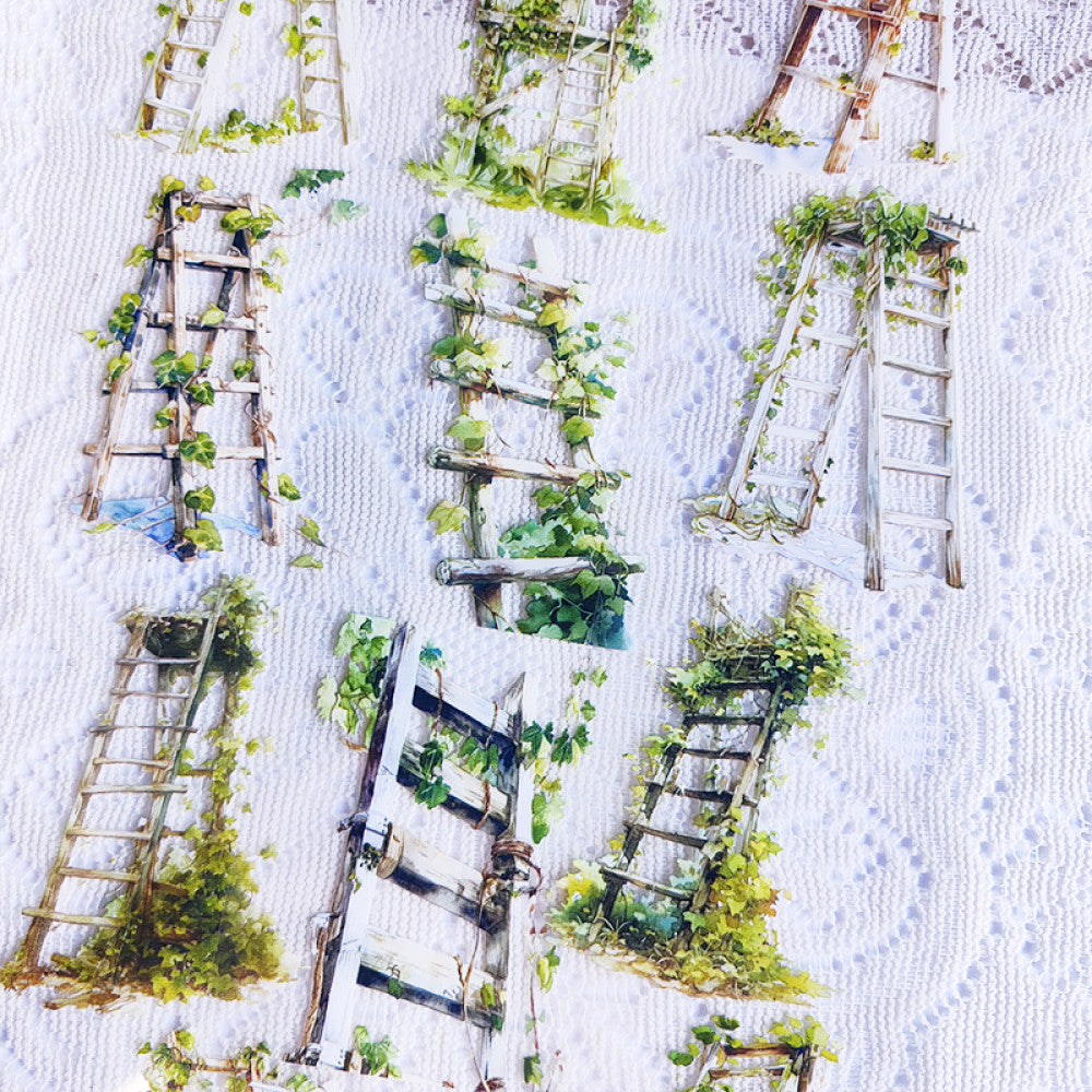 Cute homemade ladder rattan tent foundation landscaping PET tape 9cm 100cm image 1