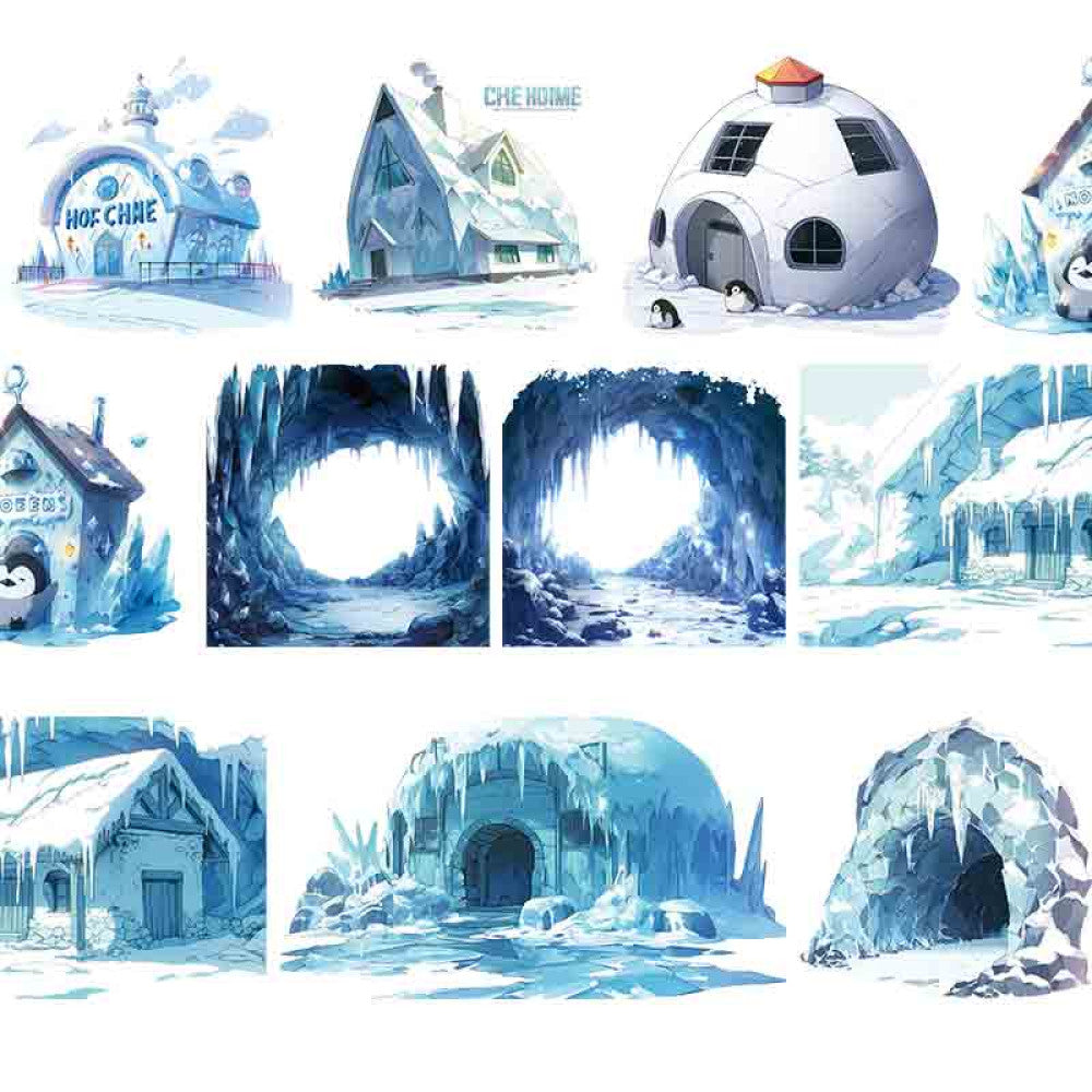 Ice Palace Ice Penguin Snow House PET Tape 9cm / 100cm