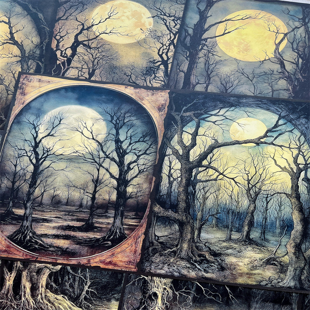 Dark Forest with Dead Branches Ruins Background Paper 13cm 18cm image 0