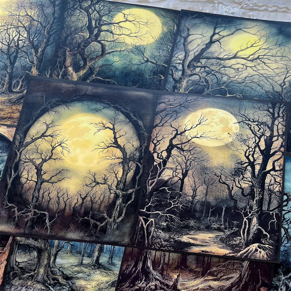 Dark Forest with Dead Branches Ruins Background Paper 13cm 18cm image 1