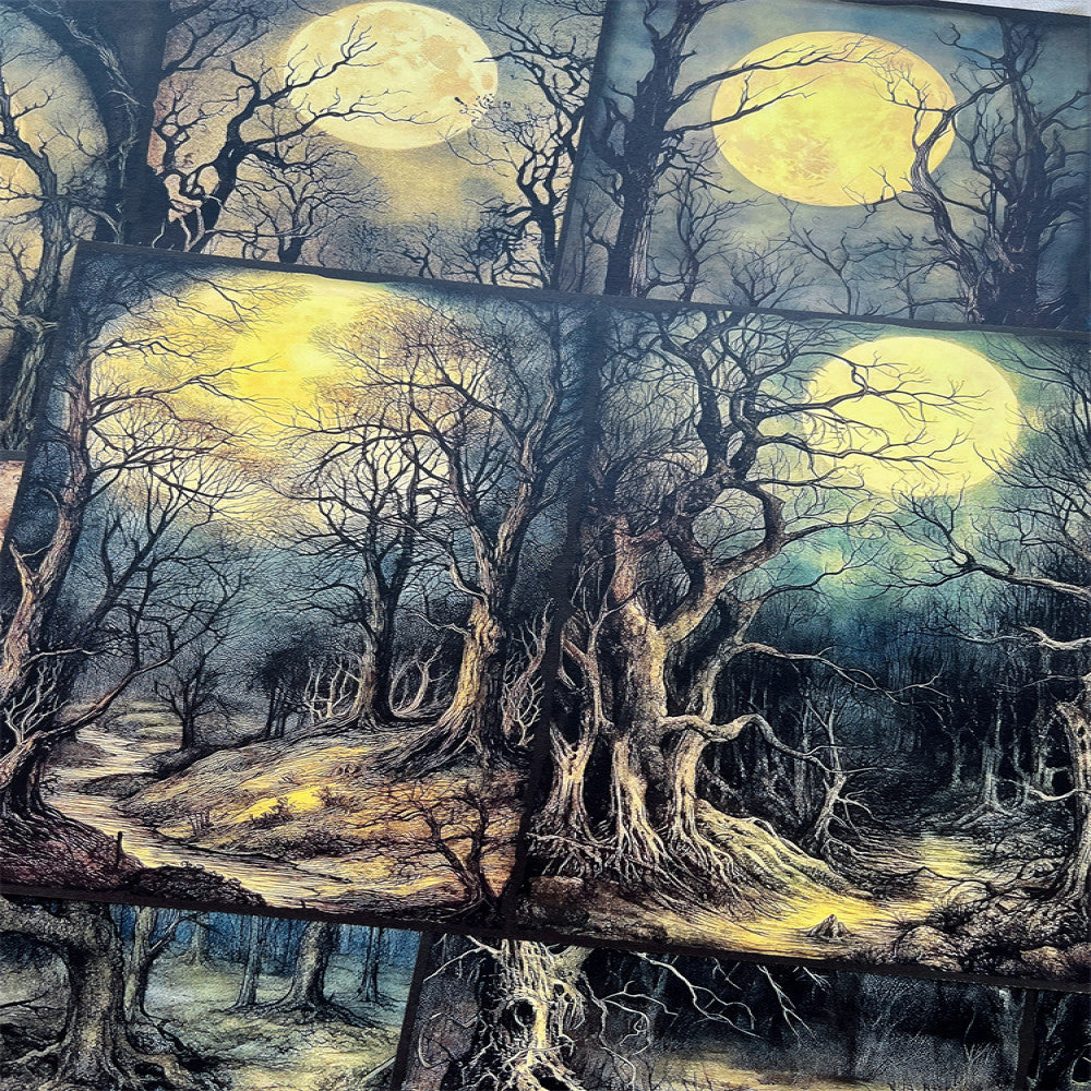 Dark Forest with Dead Branches Ruins Background Paper 13cm 18cm image 2
