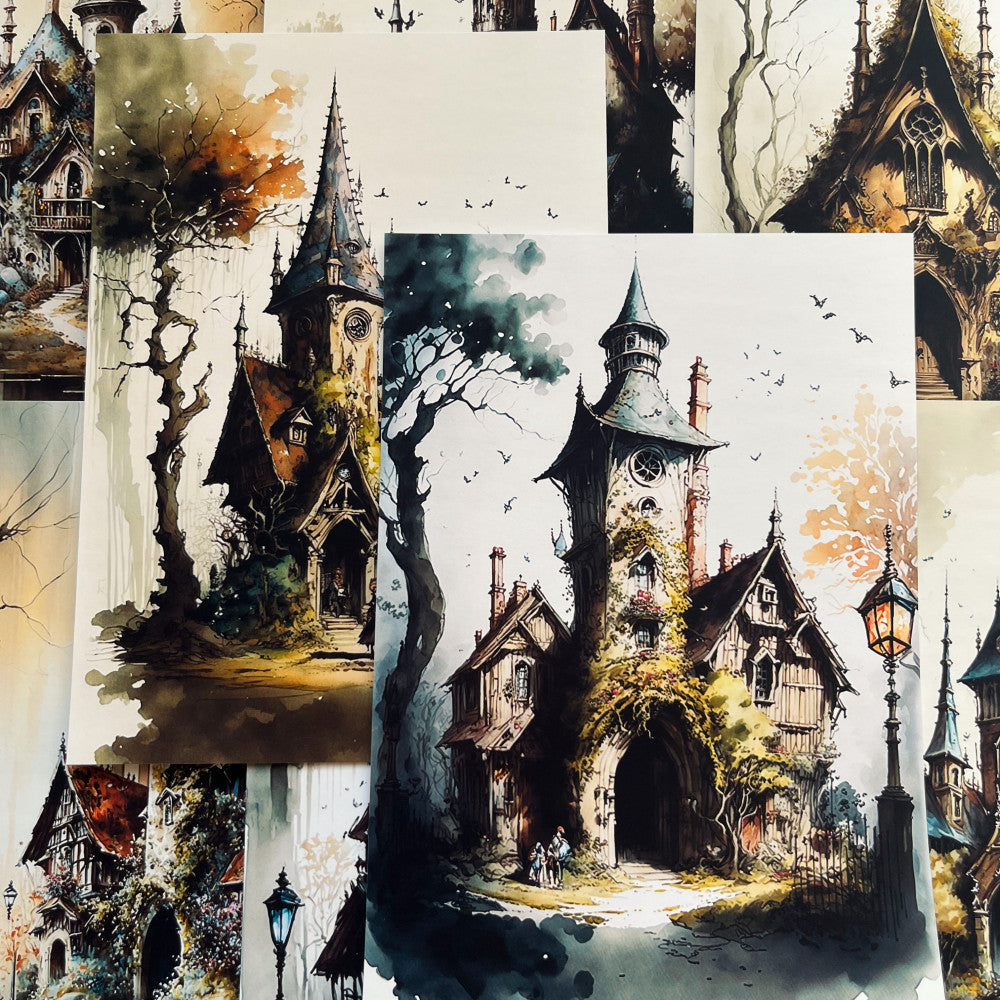Countryside Dark Castle Background Paper 13cm 18cm image 1