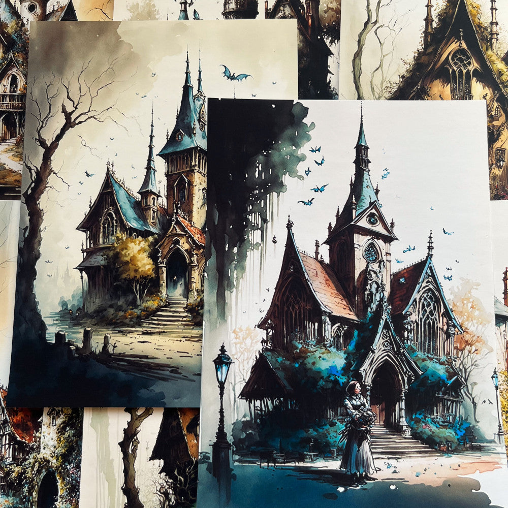 Countryside Dark Castle Background Paper 13cm 18cm image 2