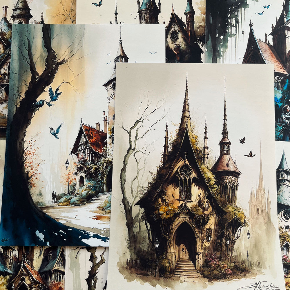Countryside Dark Castle Background Paper 13cm 18cm image 3