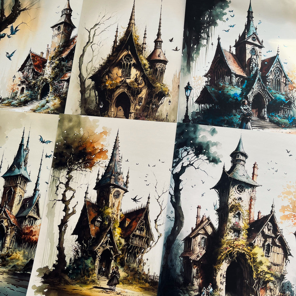 Countryside Dark Castle Background Paper 13cm 18cm image 4