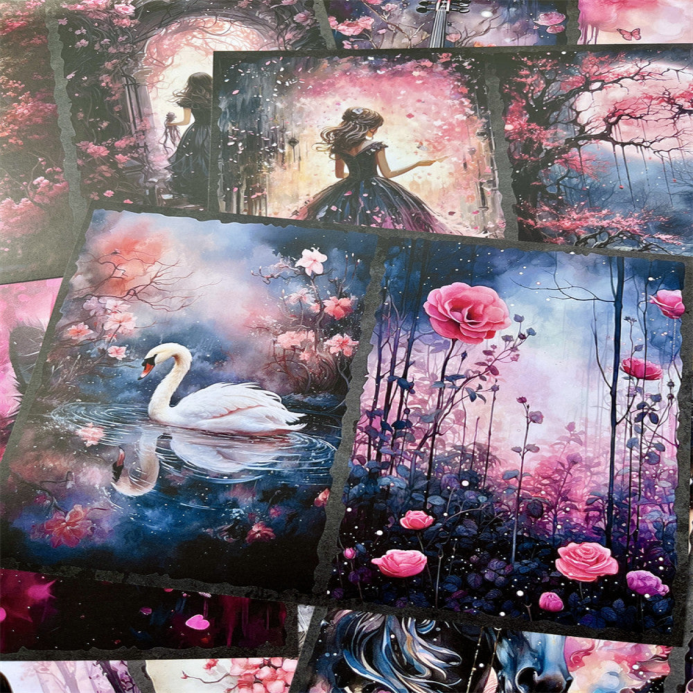 Dreamy Pink Swan Fairy Butterfly Background Paper 14cm 18cm image 2