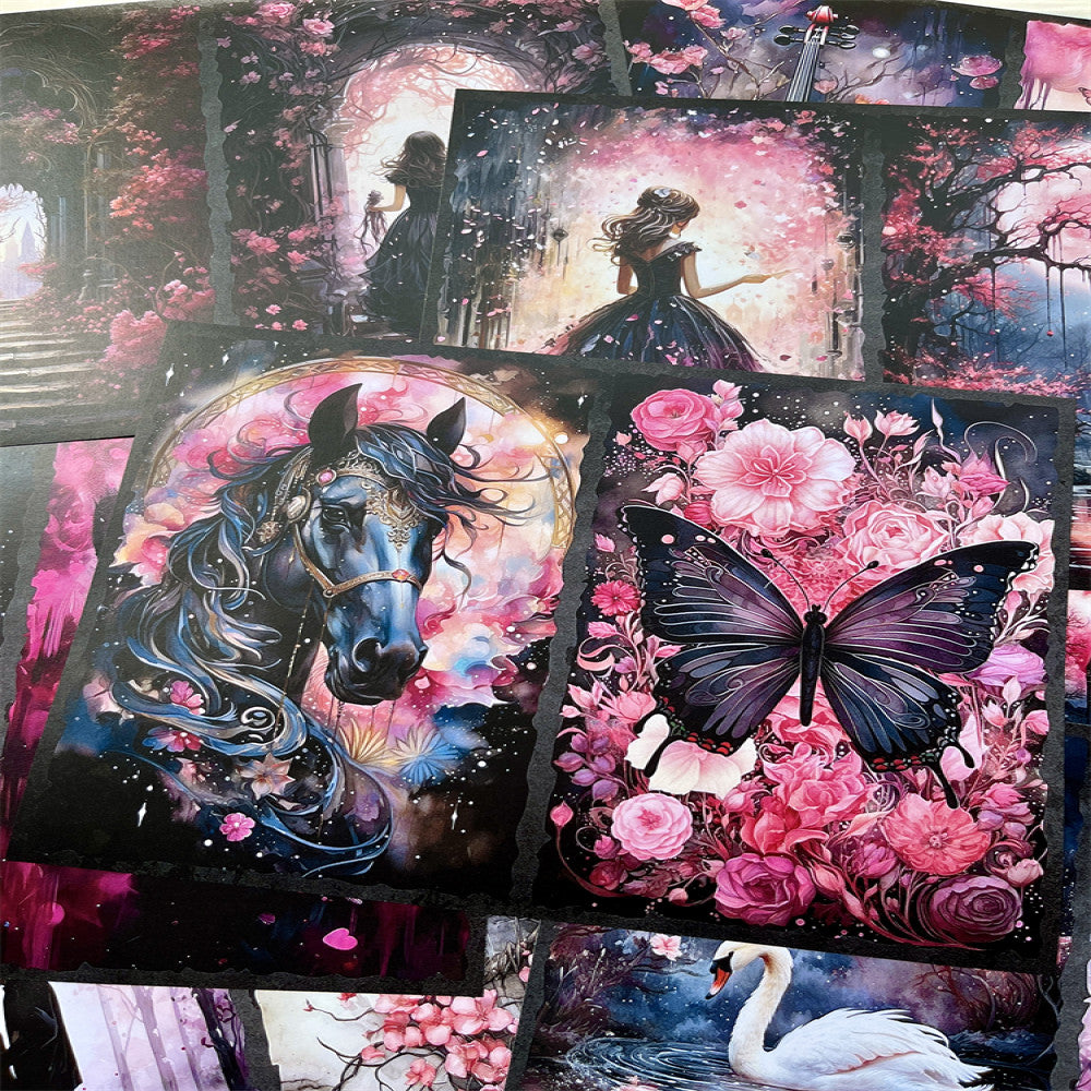 Dreamy Pink Swan Fairy Butterfly Background Paper 14cm 18cm image 3