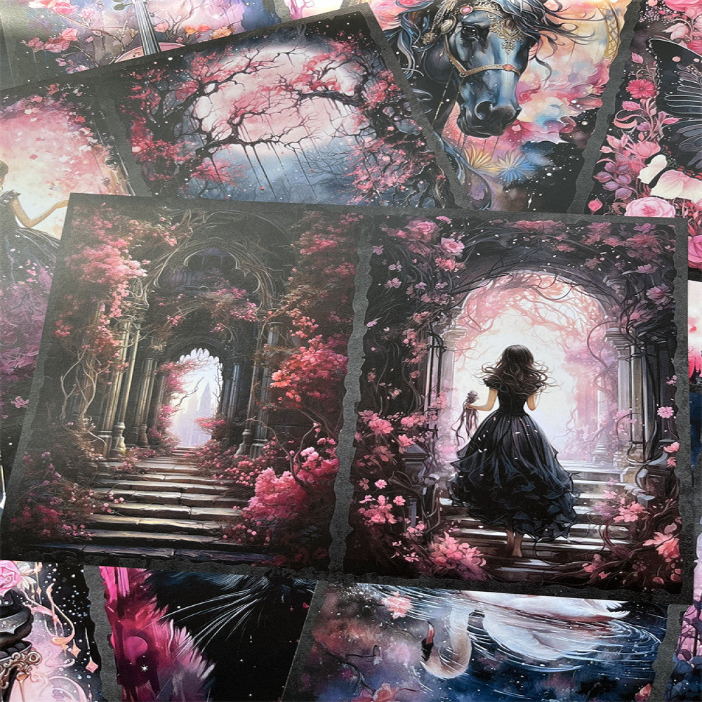 Dreamy Pink Swan Fairy Butterfly Background Paper 14cm 18cm image 4