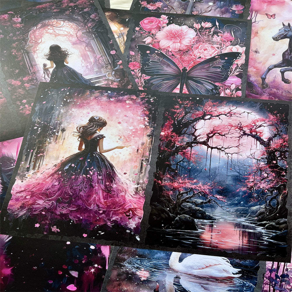 Dreamy Pink Swan Fairy Butterfly Background Paper 14cm 18cm image 0