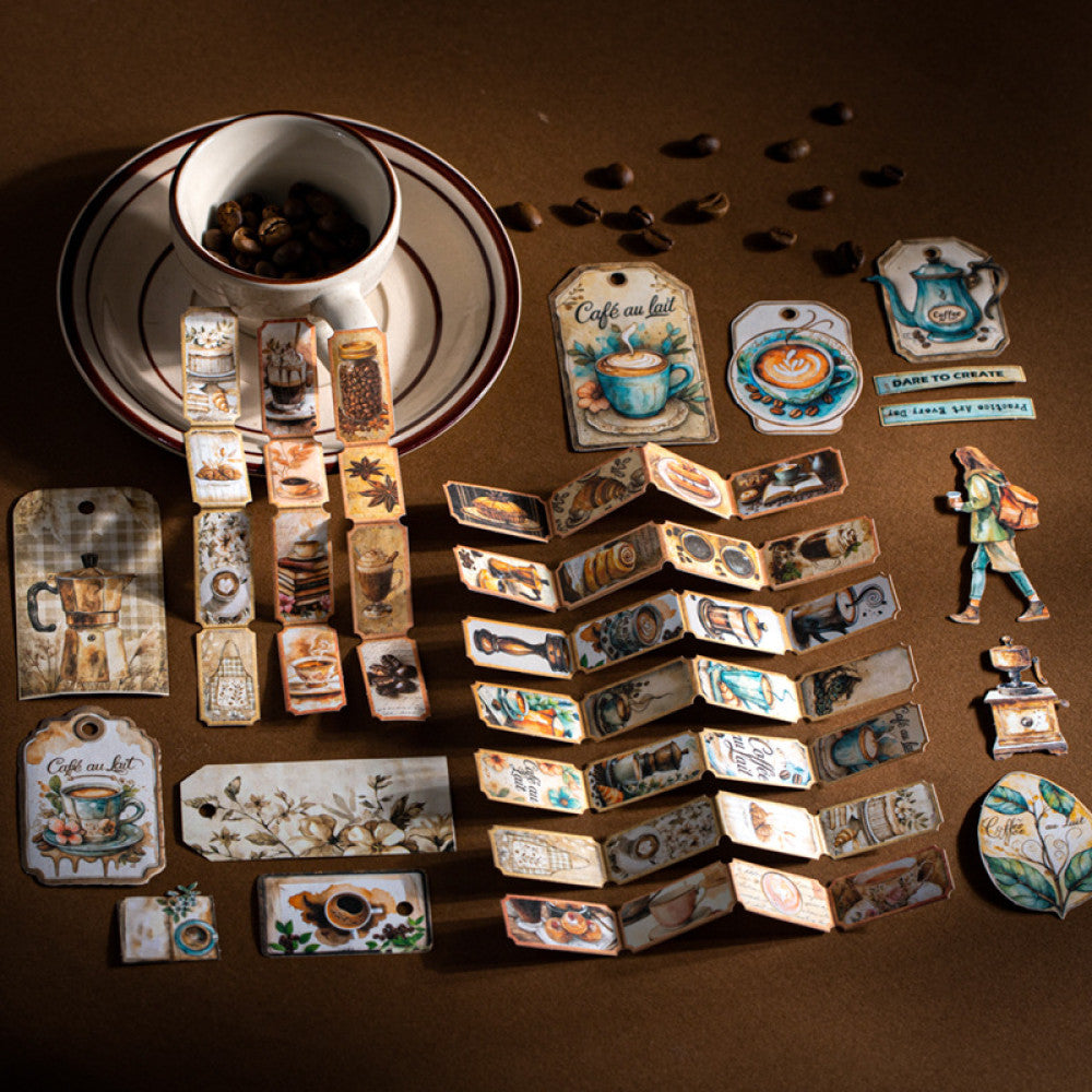 Coffee journal series cretro material paper pack 45 sheets 4 designs image 2