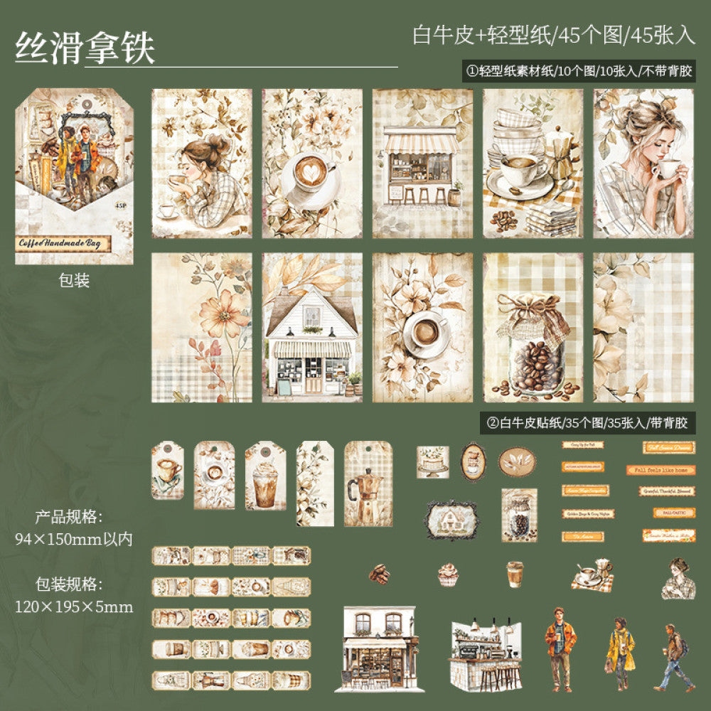 Coffee journal series cretro material paper pack 45 sheets 4 designs image 9