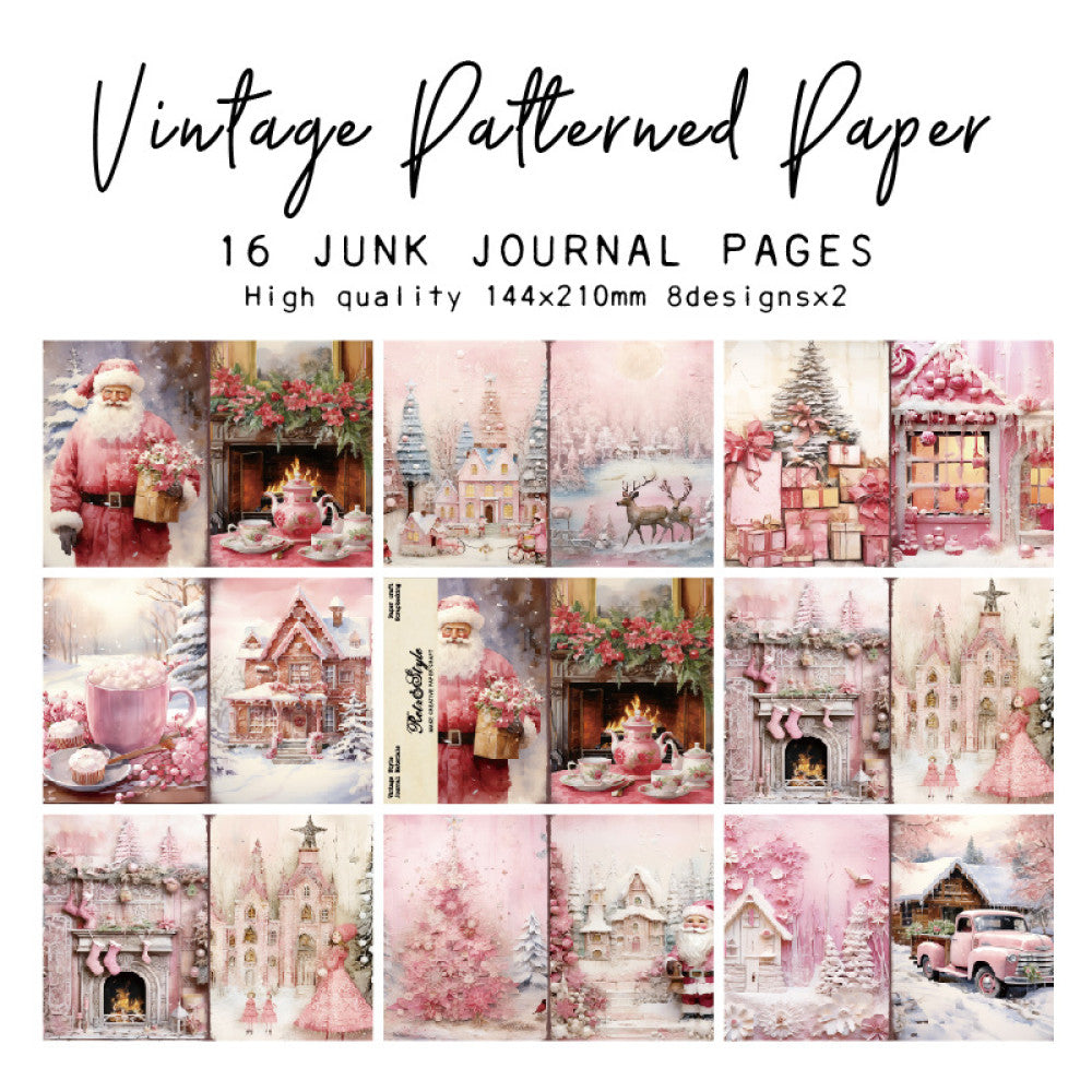 A5 6 sheets DIY Pink Christmas background paper image 1