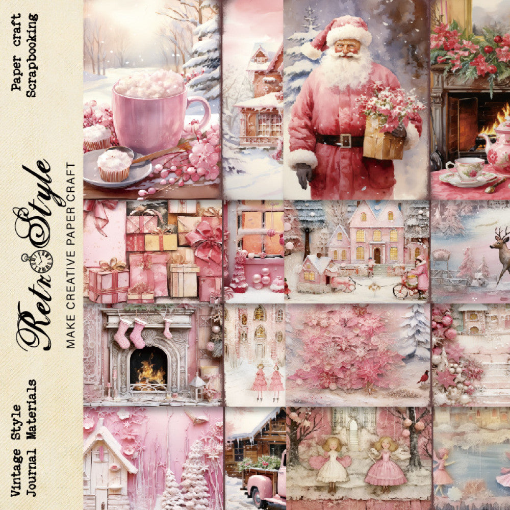 A5 6 sheets DIY Pink Christmas background paper image 2