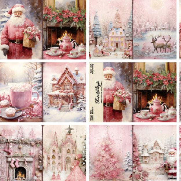 A5 6 sheets DIY Pink Christmas background paper image 0
