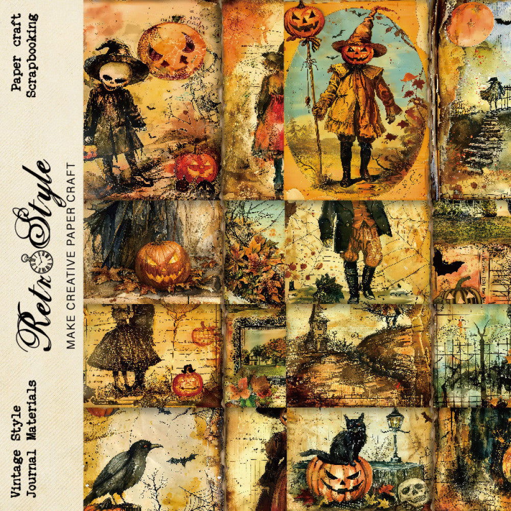 A5 16 sheets DIY Vintage Helloween material paper image 2