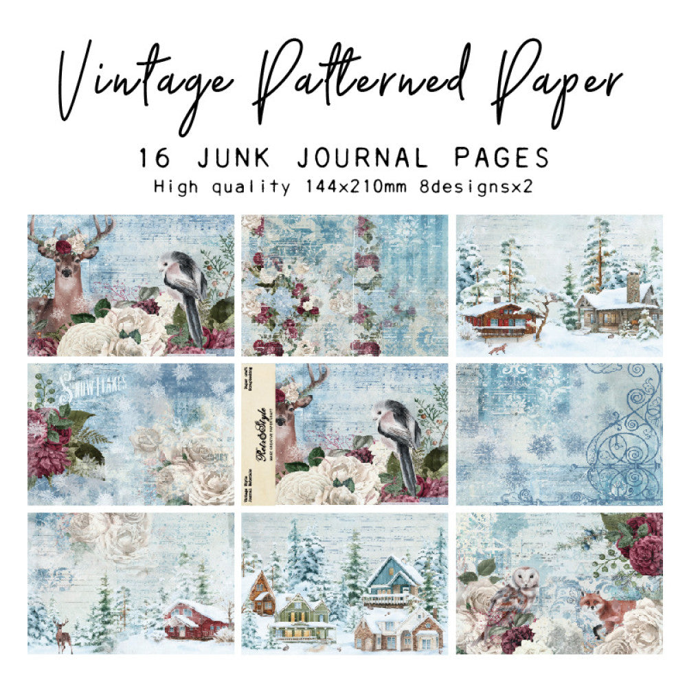 A5 16 sheets vintage winter material paper image 0